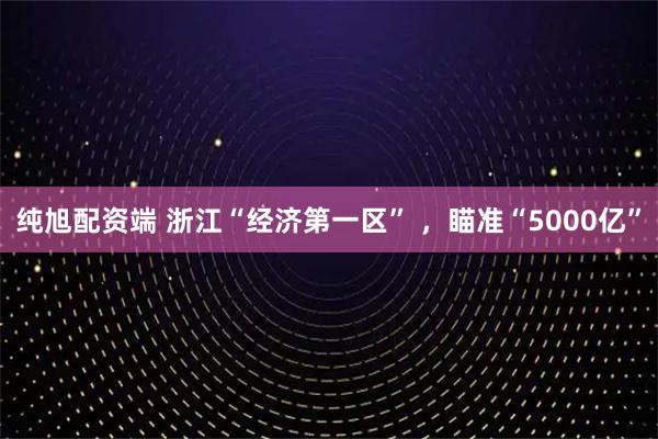 纯旭配资端 浙江“经济第一区” ，瞄准“5000亿”