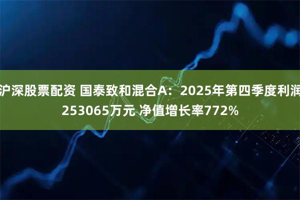 沪深股票配资 国泰致和混合A：2025年第四季度利润253065万元 净值增长率772%