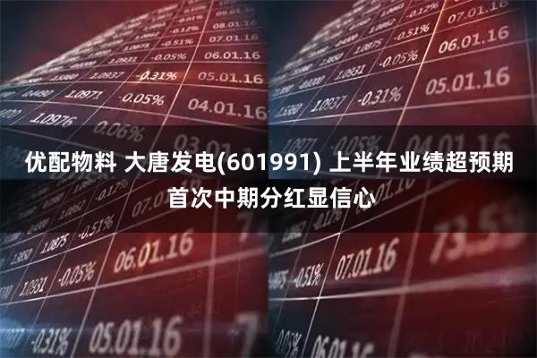 优配物料 大唐发电(601991) 上半年业绩超预期 首次中期分红显信心